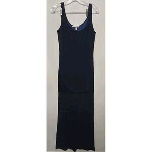 Victorias Secret Linen Viscose Navy Tank Maxi Dress Sz S/P Semi-Sheer Beach Long
